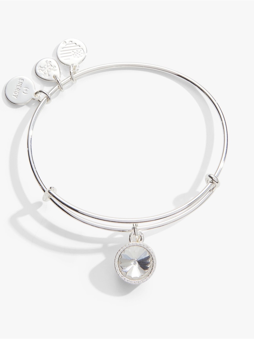 April Clear Crystal Birthstone Charm Bangle